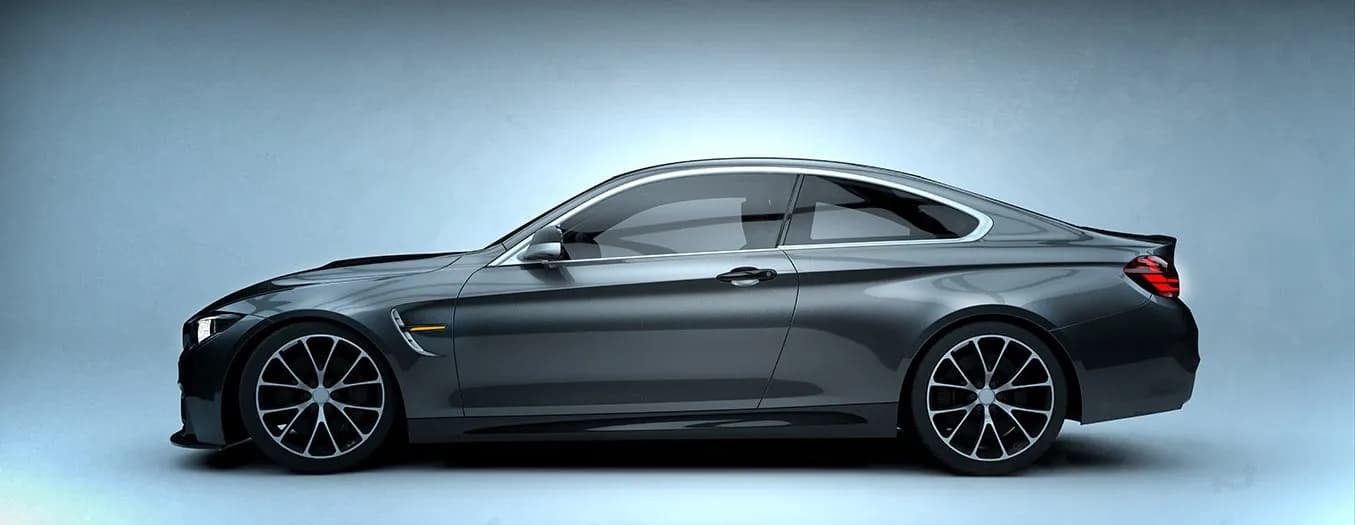 Light window tint on a grey coupe, side view