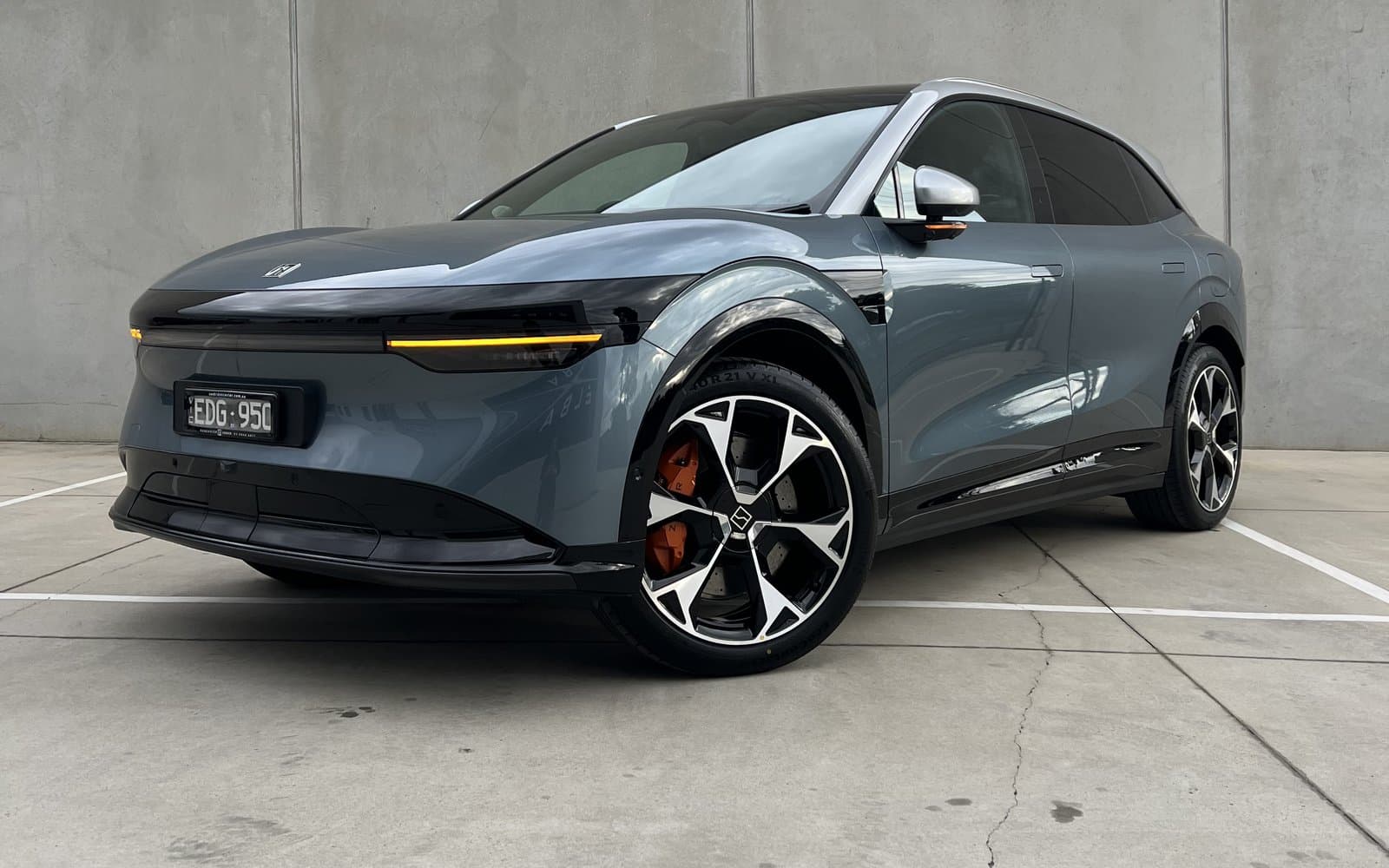 Grey electric SUV after a full detail