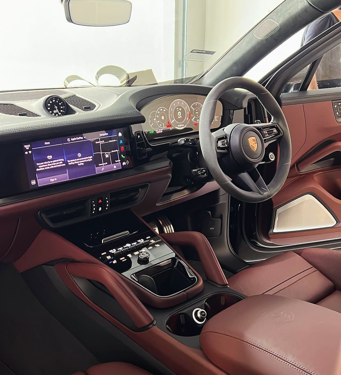 Porsche interior with red leather after a detail