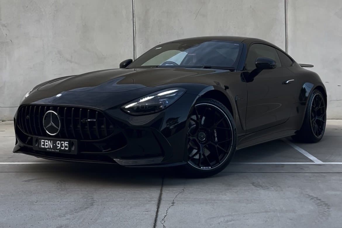 Black Mercedes-AMG GT with tinted windows