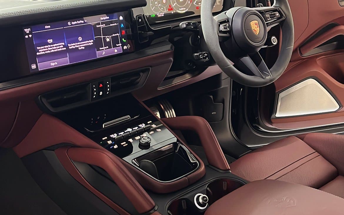 Porsche interior with red leather after an interior ceramic coating