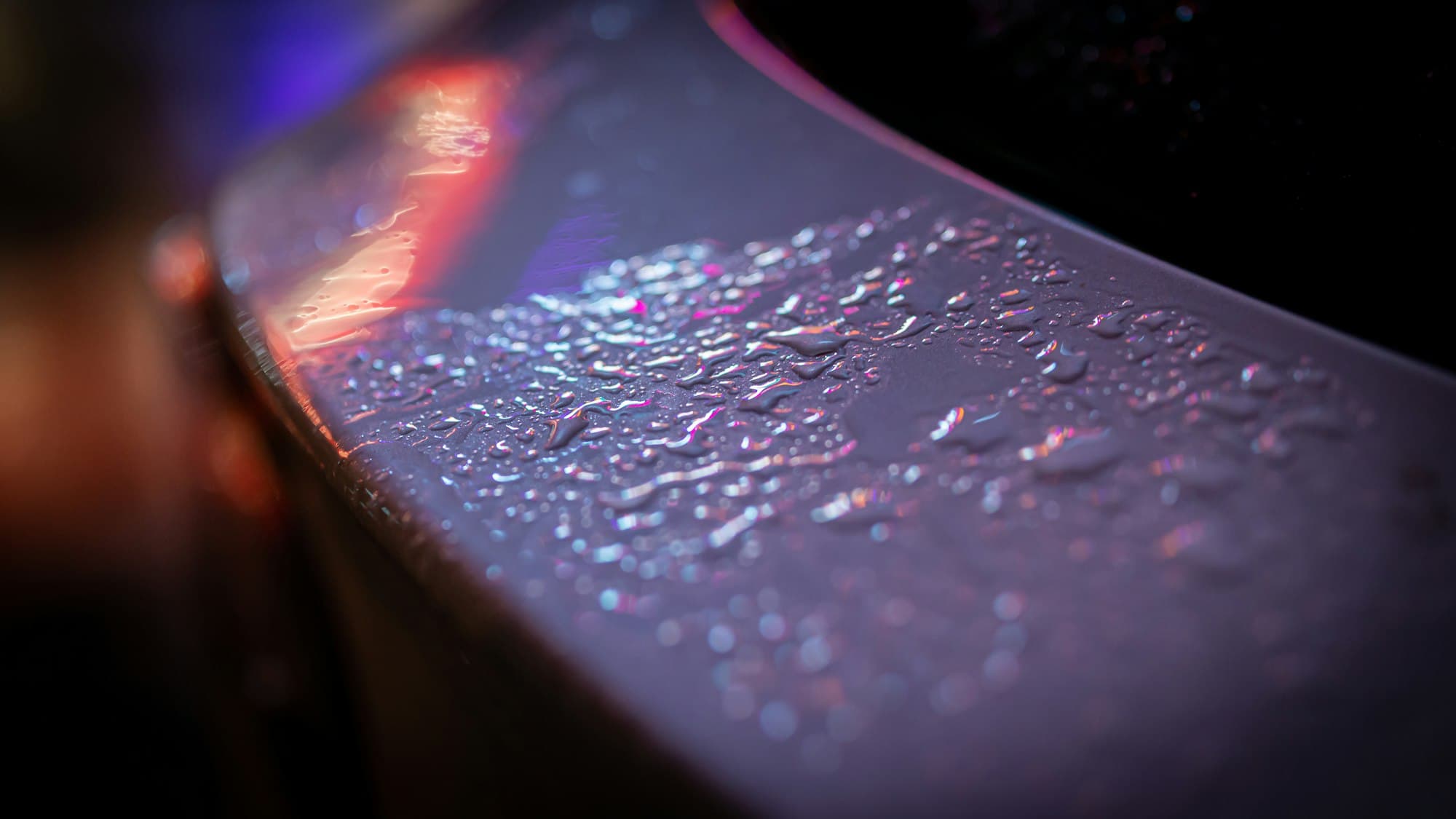 Water droplets on car paint