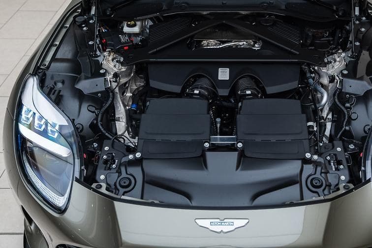 Detailed Aston Martin engine bay