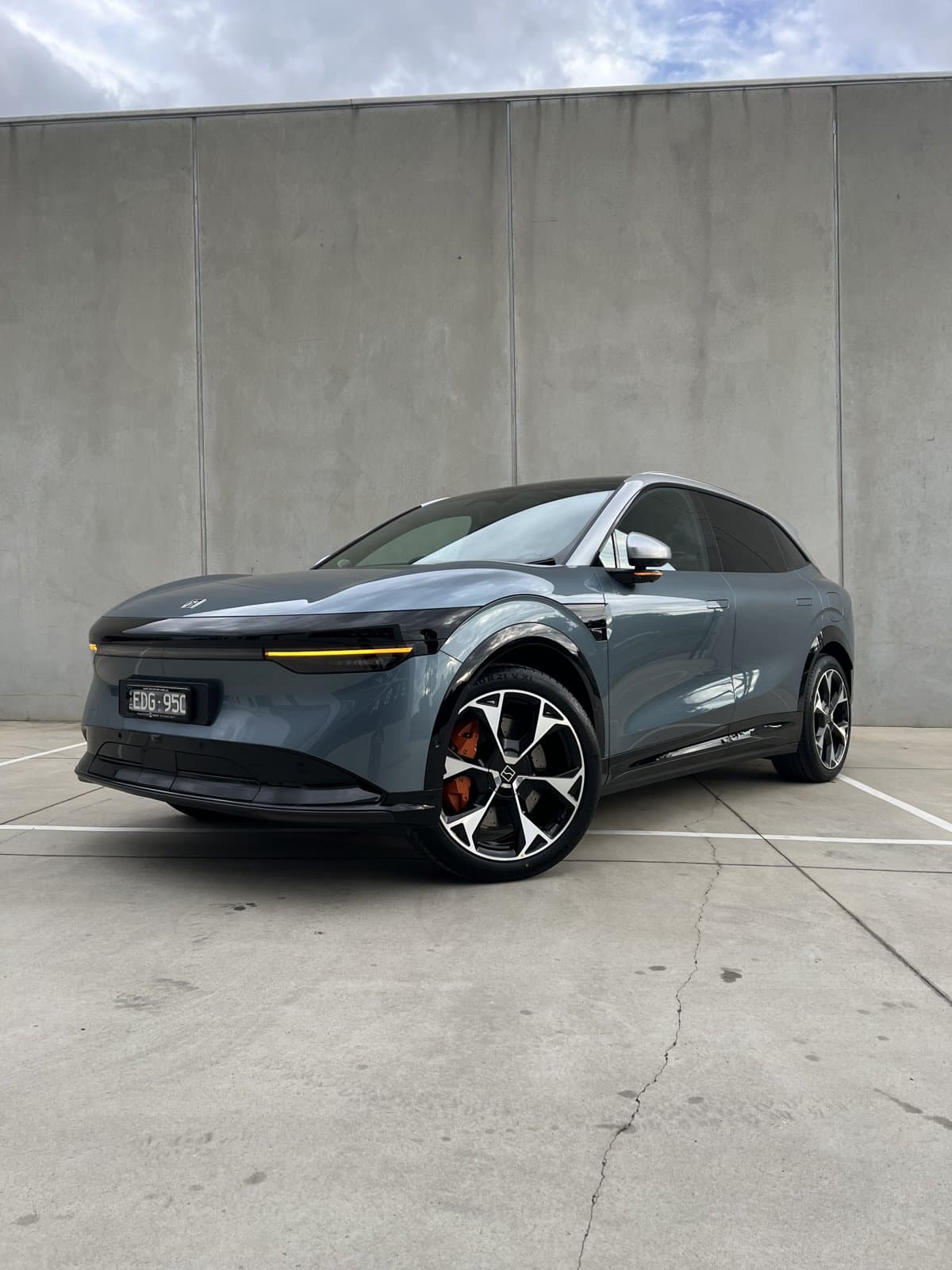 Grey electric SUV after a detail