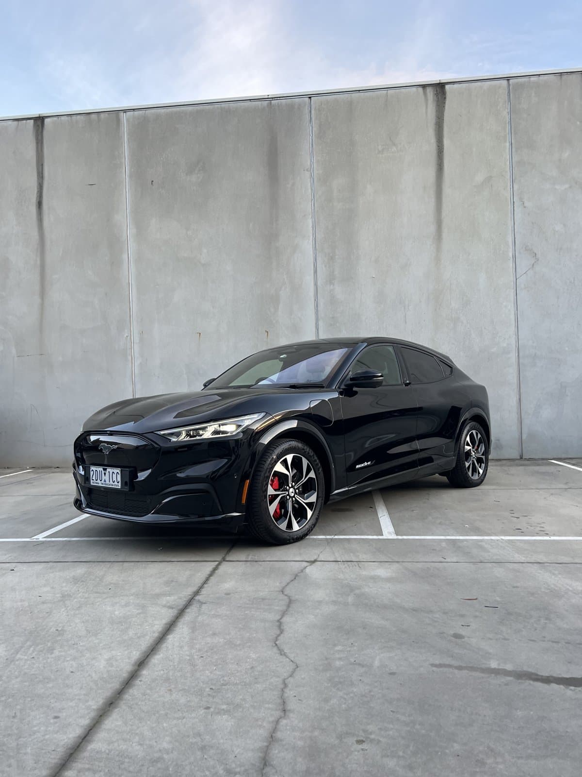 Black Ford Mustang Mach-E after a detail